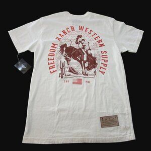 Freedom Ranch Women's Large Short Sleeve Bronc Graphic T-Shirt - Cream